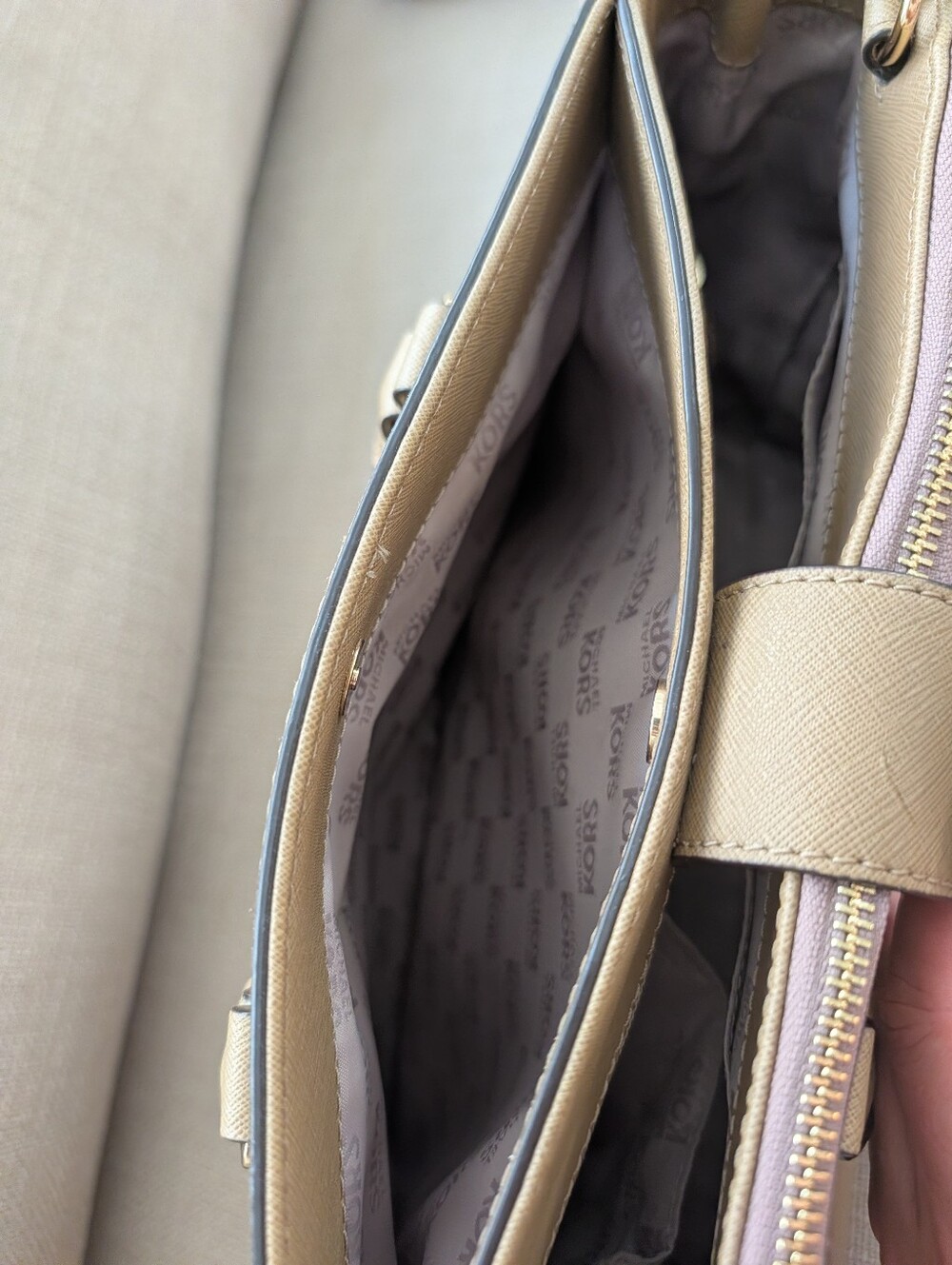 MICHAEL Michael Kors Sutton Medium Satchel - Taupe Saffiano Leather - Picture 10 of 12
